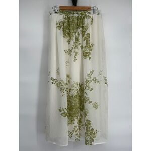 Calypso St Barth White Green Floral Maxi Skirt Sz M, Bohemian Gypsy Style NWT